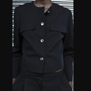NWT ZARA METAL BUTTON JACKET BLACK